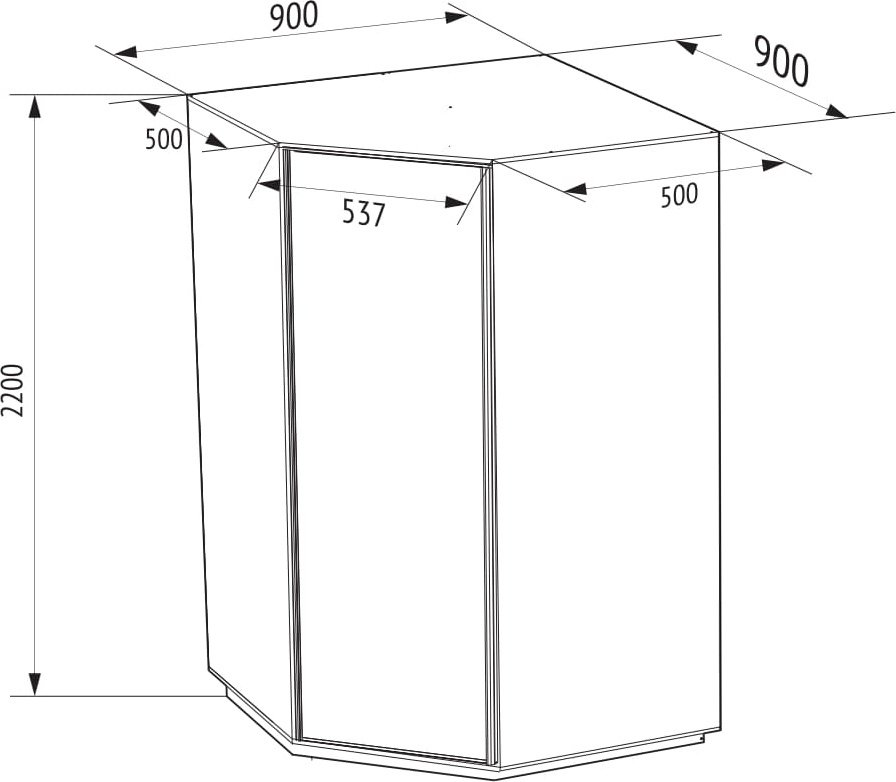 Шкаф угловой Мебель Азии Экспрес-1 с зеркалом, 90x220х90 см, белый купить,NaN