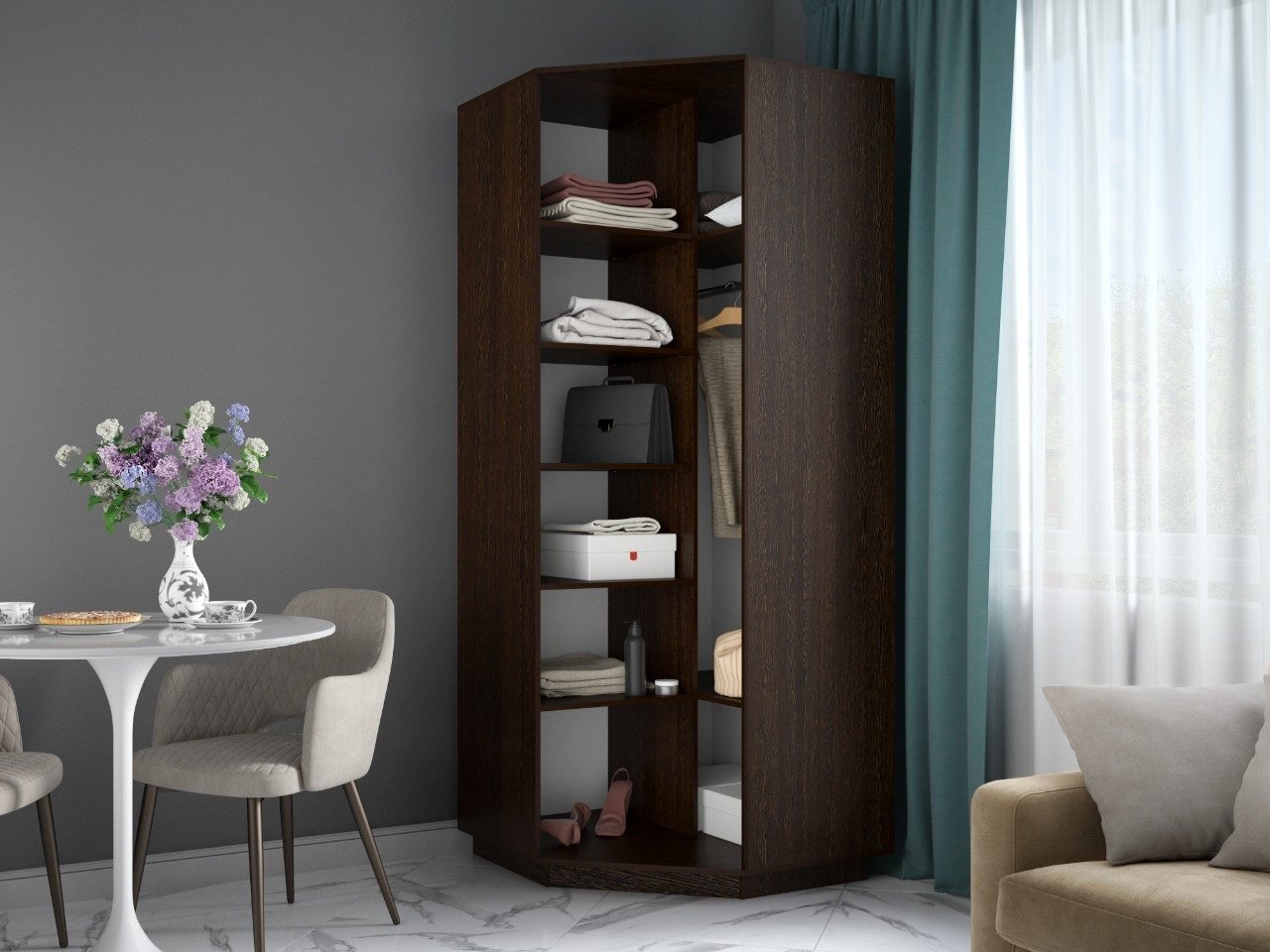Шкаф распашной Мебель Азии Экспрес 90x220х90см черный купить,90990