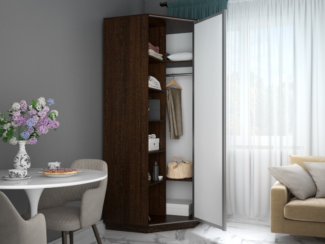 Шкаф распашной Мебель Азии Экспрес 90x220х90см черный купить,90990