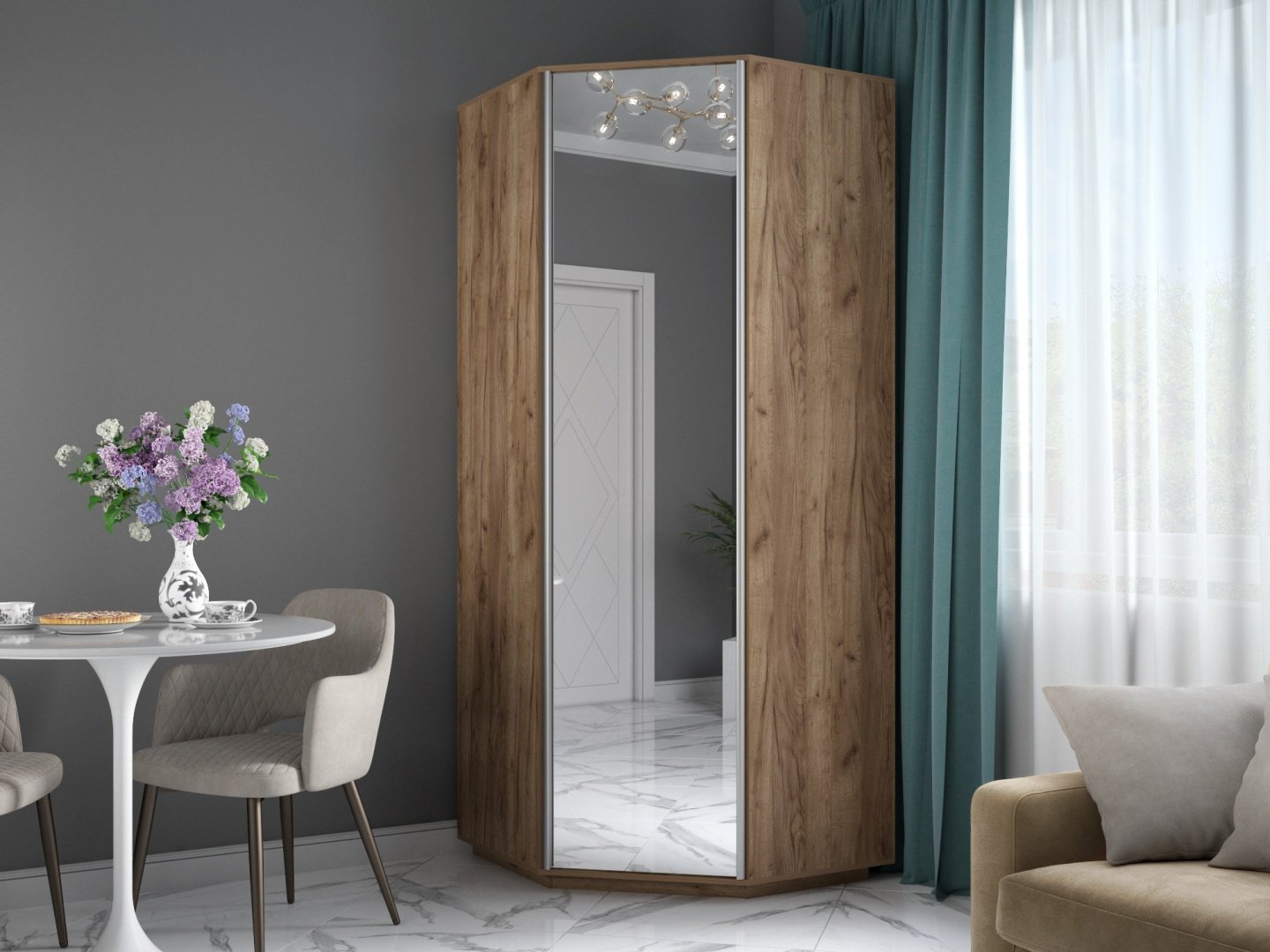 Шкаф угловой Мебель Азии Экспрес, 90x220х90 см, коричневый купить,NaN
