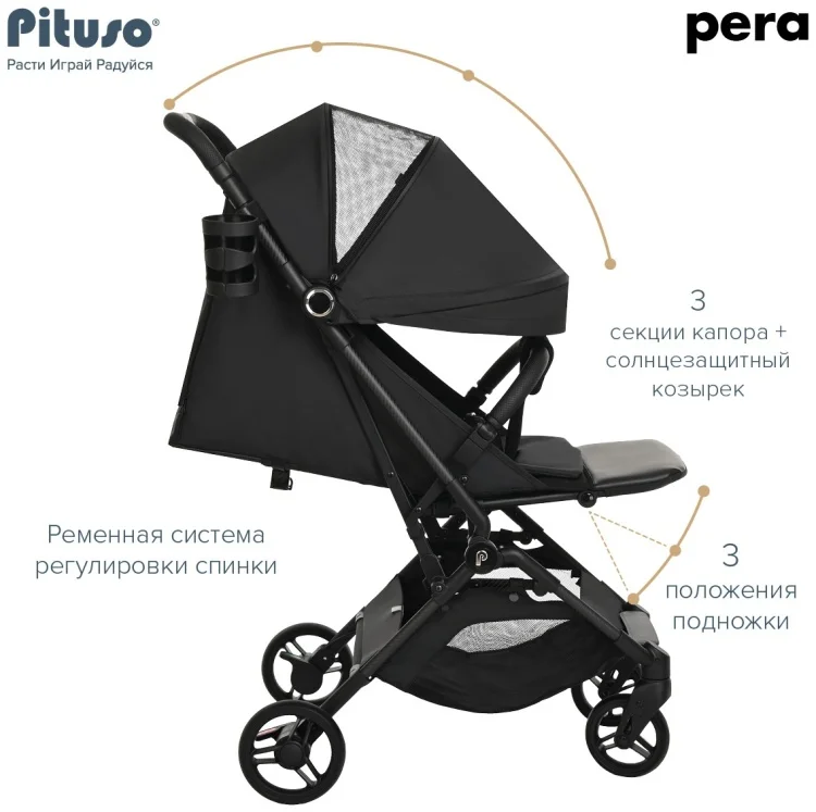 Коляска прогулочная Pituso Pera X-33 Black купить,0