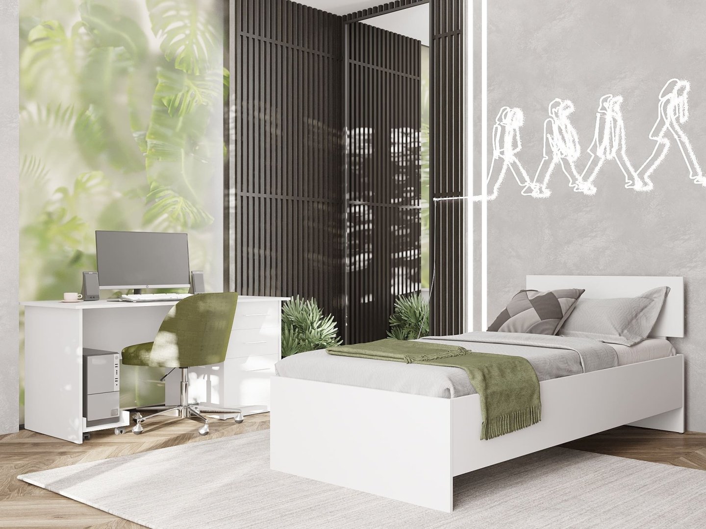 Кровать Мебель Азии Медина 90x200см белая купить,NaN