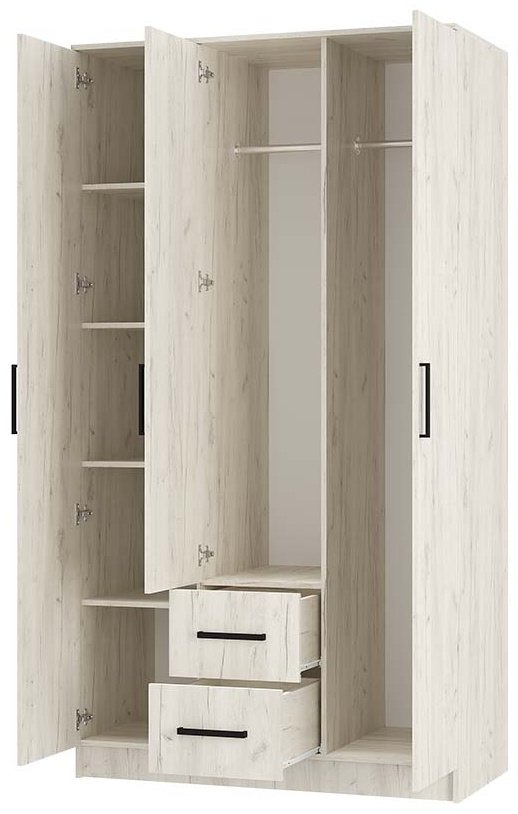 Распашной шкаф BTS Фиеста, 120x221.6х61 см, серый купить,NaN