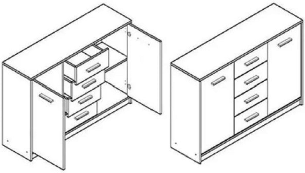 Комод Loftwood 118.5x33.5x83.5 см, ЛДСП, Непо КОМ2D4S купить,NaN