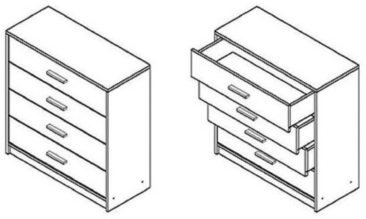 Комод Loftwood 80x33.5x83.5 см, ЛДСП, Непо КОМ4S купить,NaN