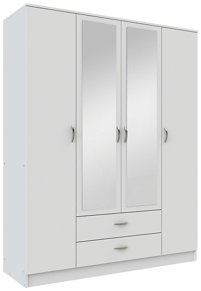 Распашной шкаф ANREX Романа с зеркалом, 160.1x205.4х53.8 см, белый