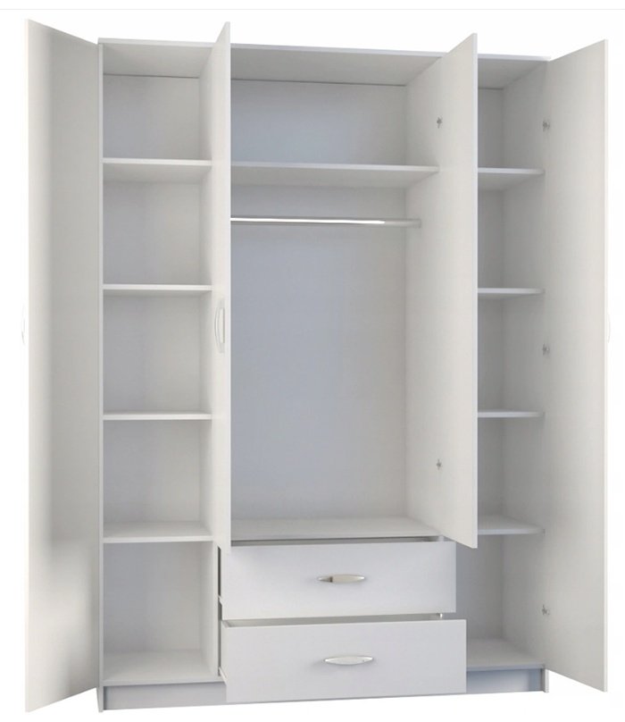 Распашной шкаф ANREX Романа с зеркалом, 160.1x205.4х53.8 см, белый купить,0