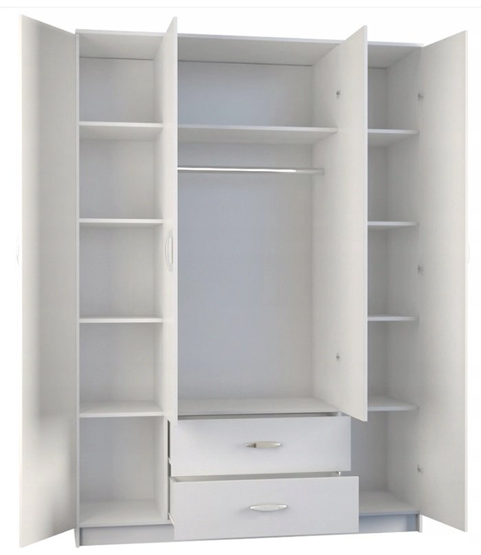 Распашной шкаф ANREX Романа с зеркалом, 160.1x205.4х53.8 см, белый купить,NaN