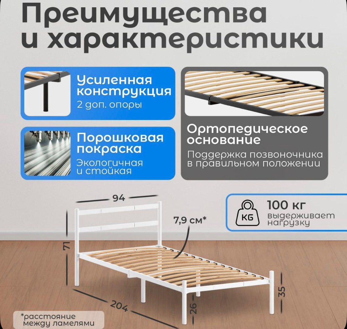 Кровать Квадрат Мета 90x200см белая купить,NaN