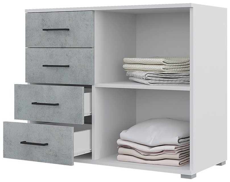 Комод Горизонт Нова 00032880, 90x41x74.2 см, белый, серый купить,0