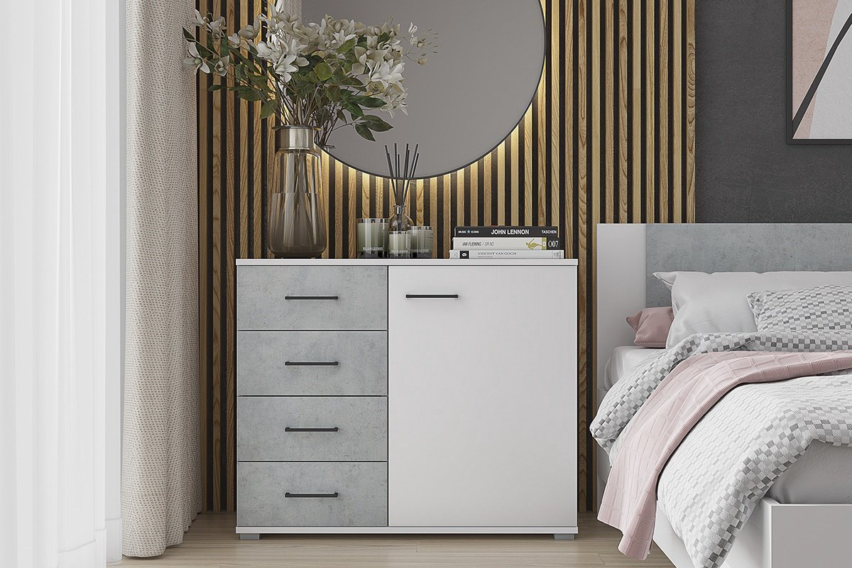 Комод Горизонт Нова 00032880, 90x41x74.2 см, белый, серый купить,NaN