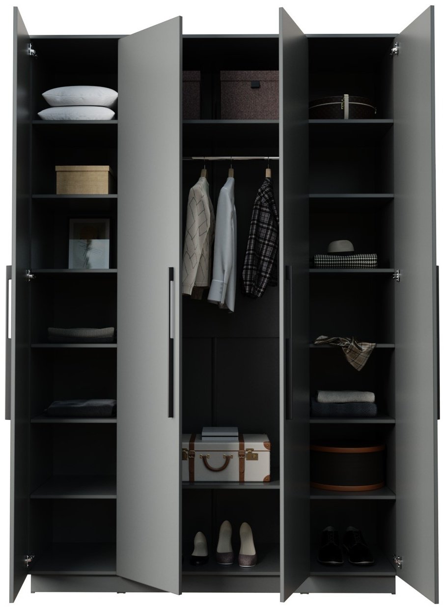 Распашной шкаф Мебель Азии Стоунхендж 4Д, 160.2x240.5х52 см, серый - ForteMarket Распашной шкаф Мебель Азии Стоунхендж 4Д, 160.2x240.5х52 см, серый купить,0