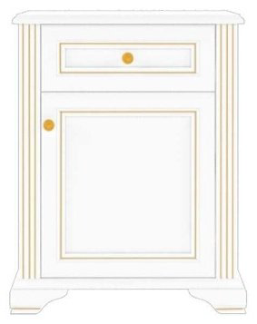 Комод Гербор 65.5x35x93.5 см, ЛДСП, МДФ, Вайт 1D1S -Ясень купить,NaN