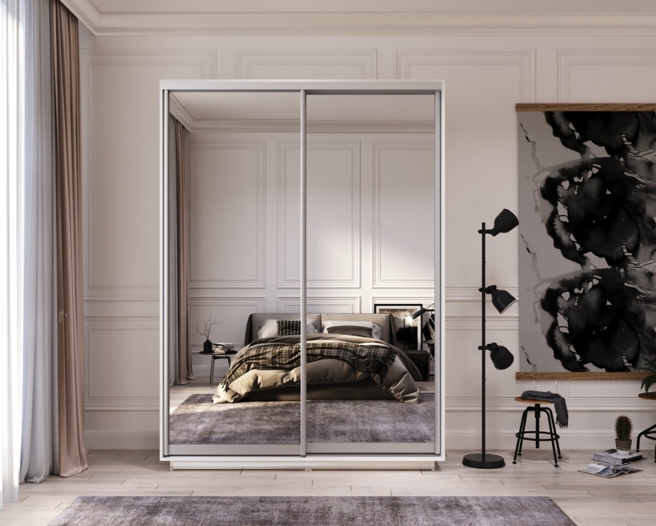 Шкаф-купе Мебель Азии Хан-тенгри М 2Д2З, 160x220х60 см, белый купить,NaN