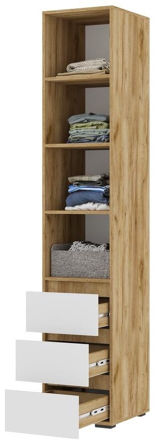 Распашной шкаф Стендмебель Хелен, 40x210х46 см, белый, золотой купить,0