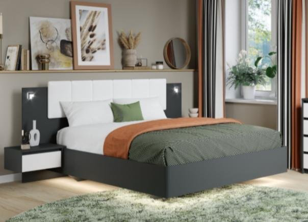 Кровать Imperial Мишель 200x160х101.5см бело-серый купить,NaN