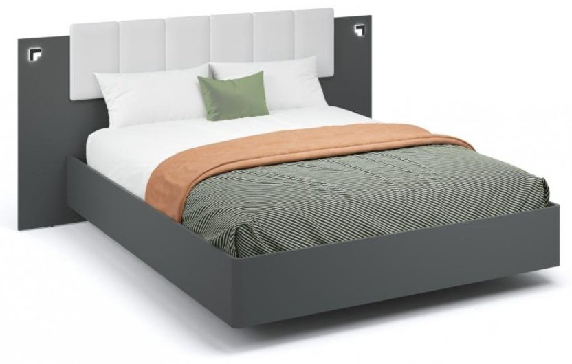 Кровать Imperial Мишель 200x160х101.5см бело-серый купить,NaN