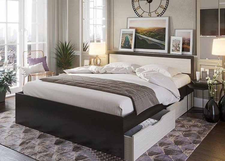 Кровать Delight-kz Стендмебель Гармония КР 605 100713698KA 140x200см коричневый купить,NaN