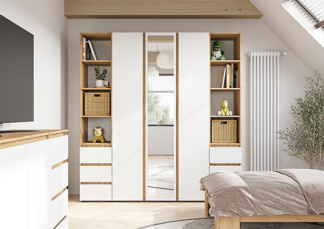Распашной шкаф Стендмебель Хелен 3Д, 120x210х45 см, белый, коричневый купить,0