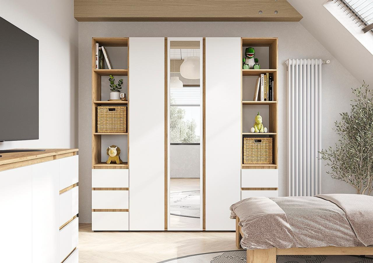 Распашной шкаф Стендмебель Хелен 3Д, 120x210х45 см, белый, коричневый купить,NaN
