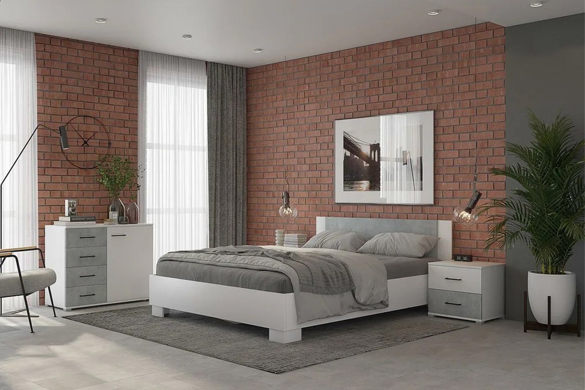 Кровать Горизонт Нова 160x200см бело-серая купить,NaN
