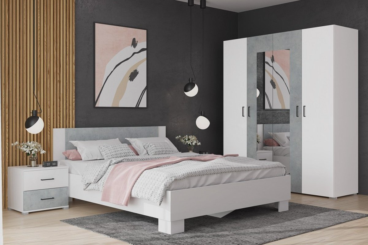 Кровать Горизонт Нова 160x200см бело-серая купить,NaN
