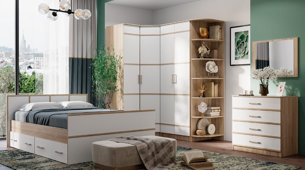 Комод BTS Сакура, 85x50x86.6, ЛДСП, белый, бежевый купить,0