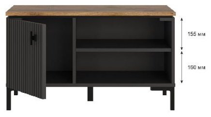 Комод BUGA, 85x41x50 см, черный, коричневый
