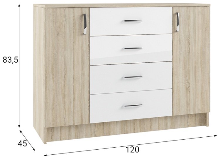Комод ДСВ Софи, 120x45x83.5 см, белый, бежевый купить,0