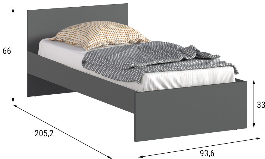 Кровать Денвер 90x200см серая купить,NaN
