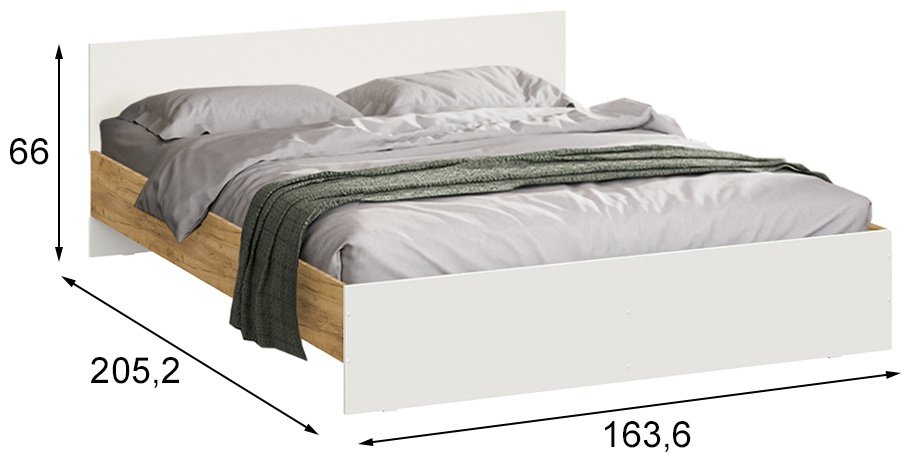 Кровать Денвер 160x200см бело-коричневая купить,NaN