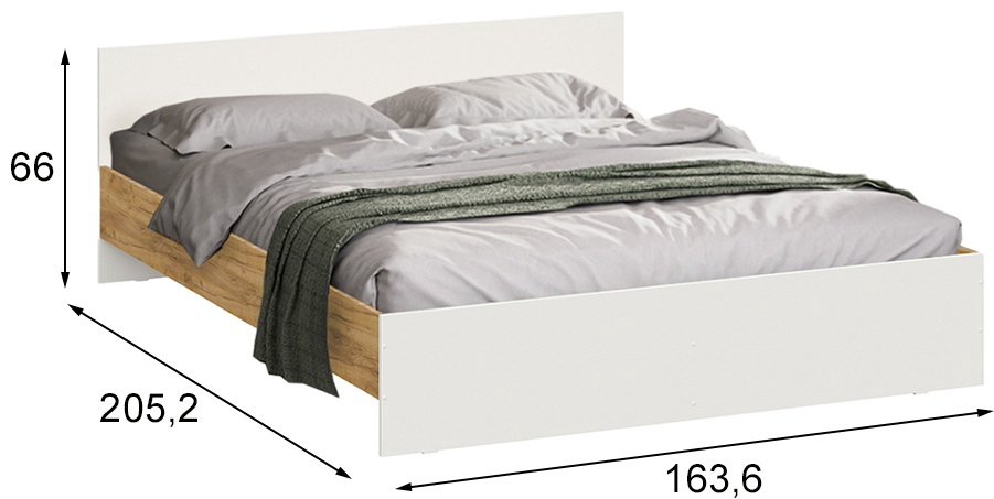 Кровать Денвер 160x200см бело-коричневая купить,NaN