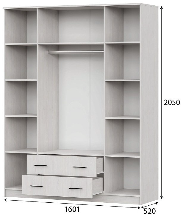 Распашной шкаф ШК 1 SV-0038, 160.1x205х52 см, белый купить,NaN