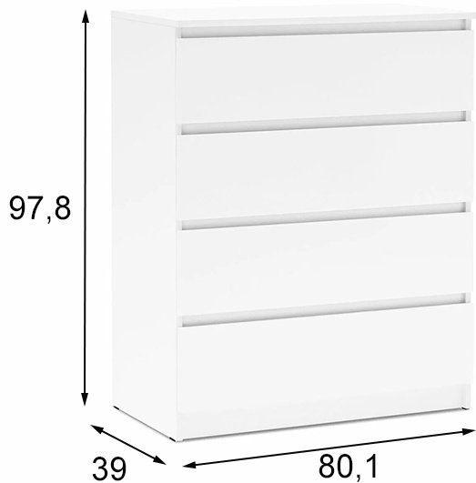 Комод Денвер, 80x39x97.8 см, белый купить,NaN