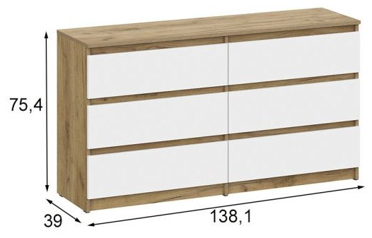 Комод SV Денвер 14792, 138x39x75 см, коричневый, белый купить,NaN