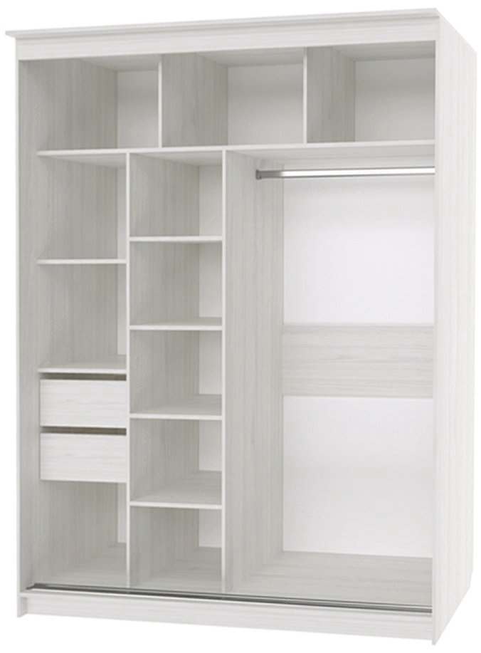 Шкаф-купе СВ Мебель 25 Грей санторини, 200x218х65 см, белый купить,NaN