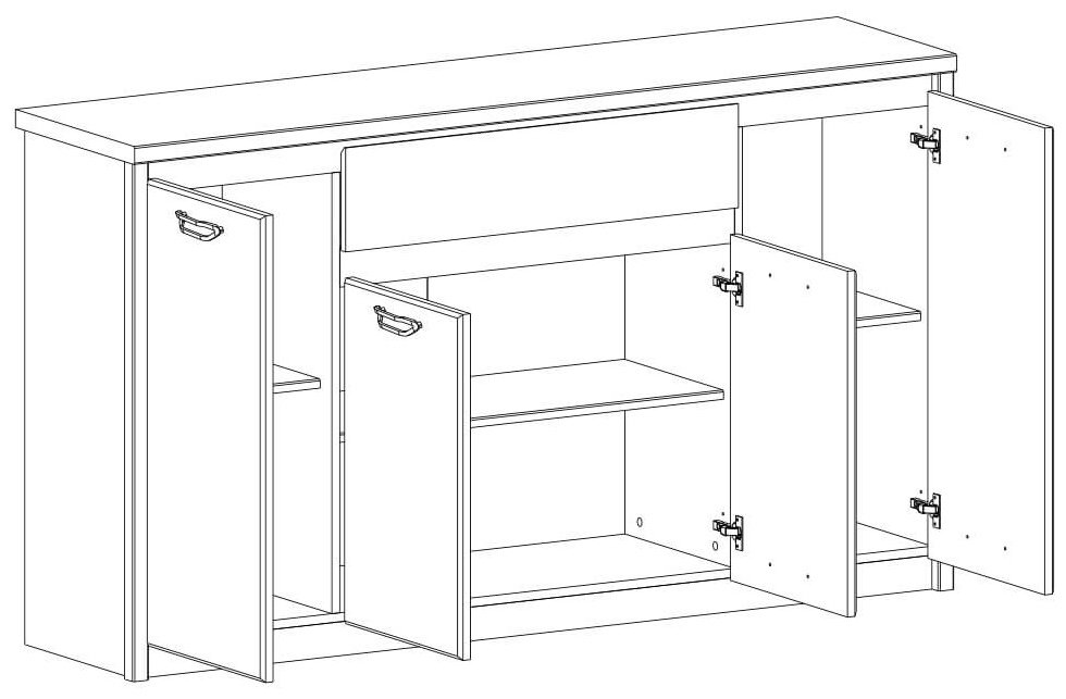 Комод ANREX Джаз 4D1S, 166.5x40.5x95.2 см, коричневый купить,0