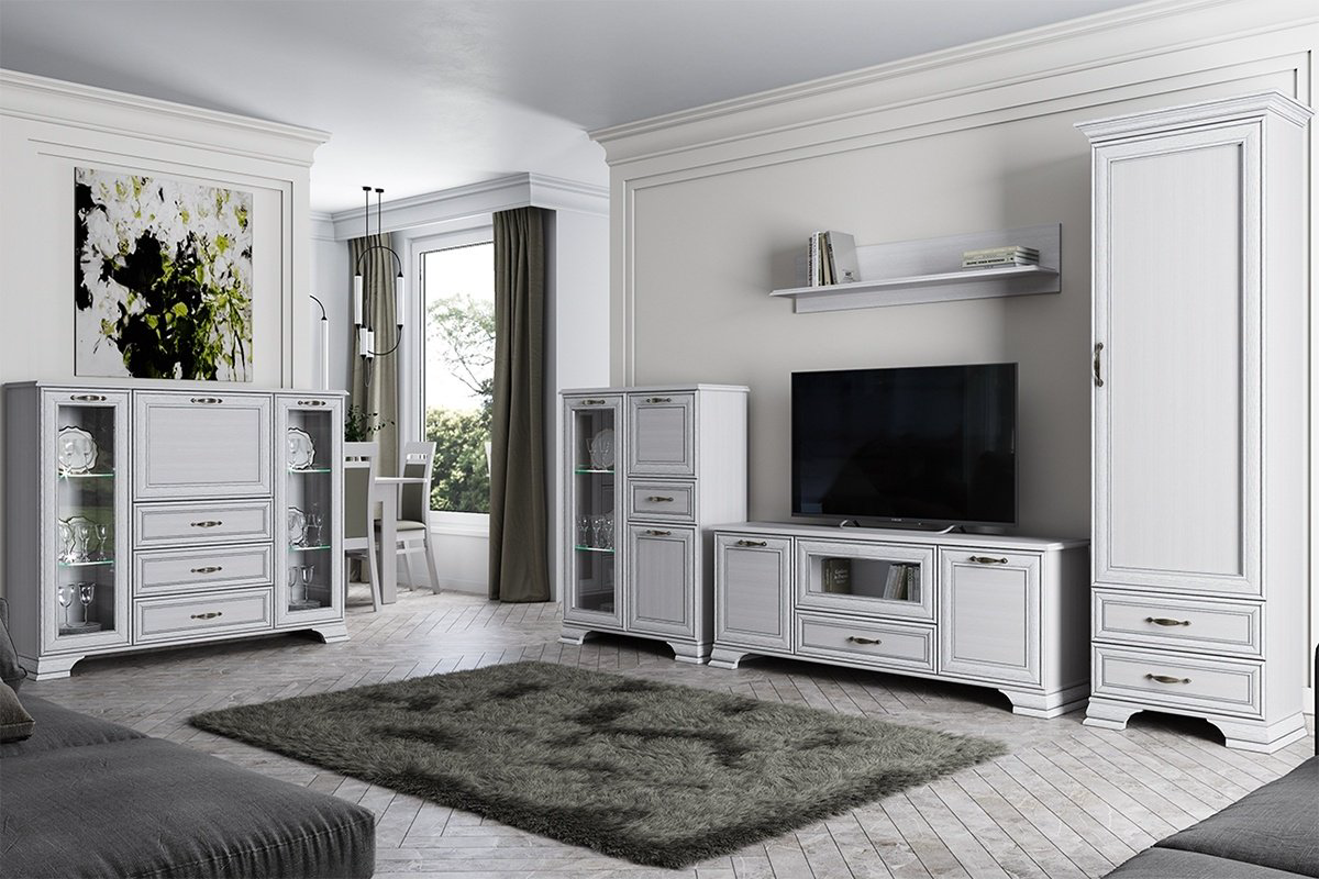 Комод ANREX Тиффани 1V2D1S, 94x37x125.3 см, белый купить,NaN
