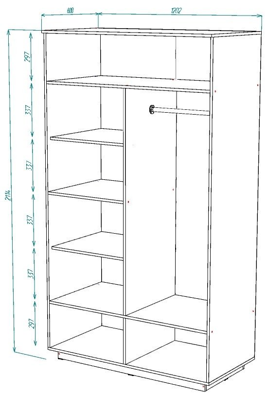 Распашной шкаф Мебель Азии Алиса 2Д, 120.2x211.4х60 см, белый, коричневый купить,0