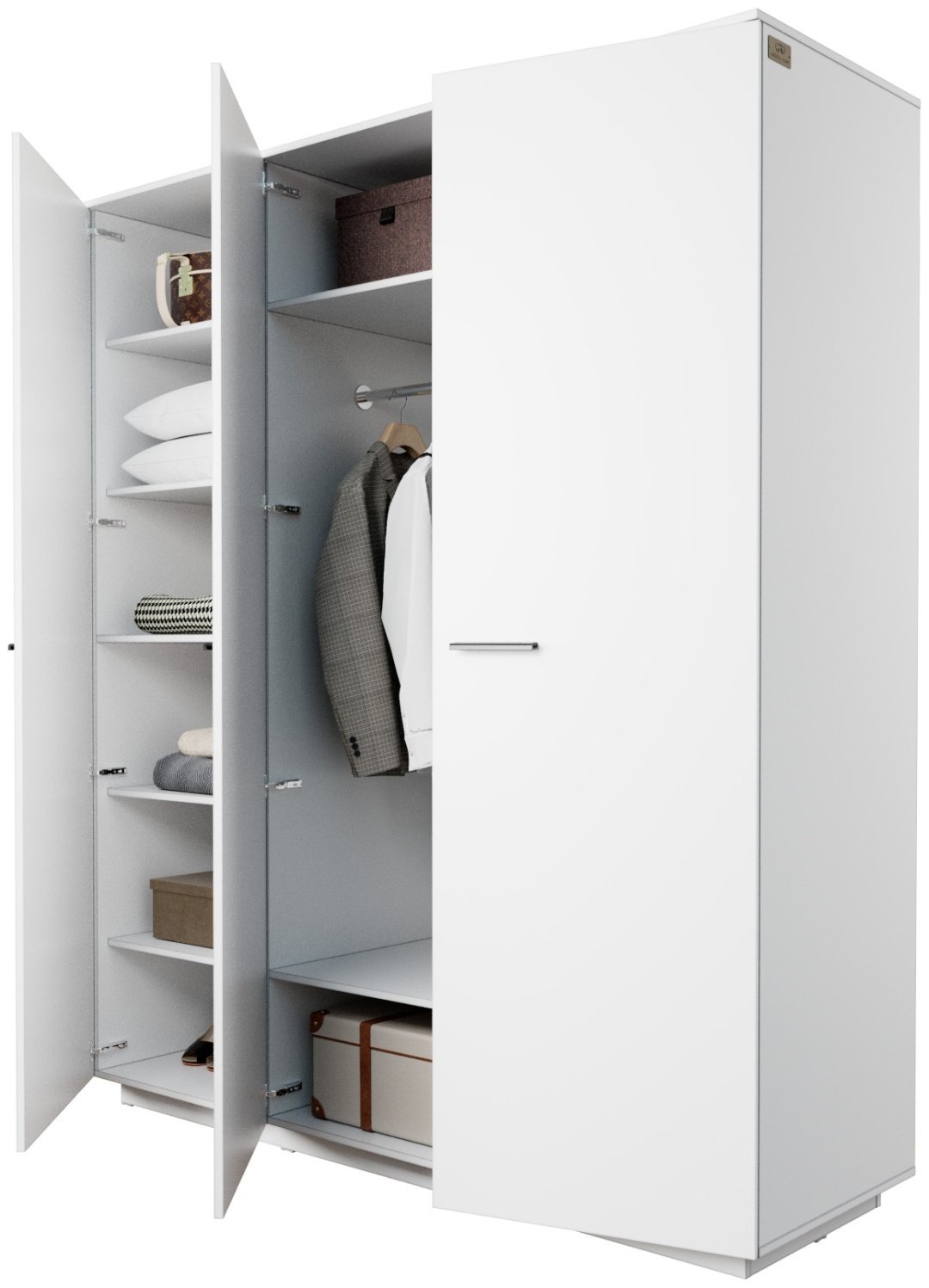 Распашной шкаф Мебель Азии Алиса 3Д, 180.2x211.4х60 см, белый купить,0