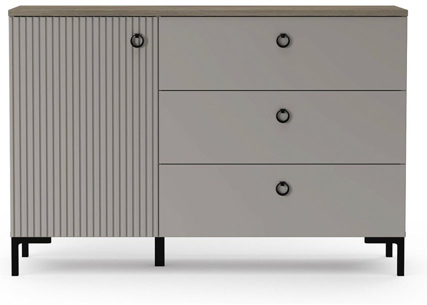 Комод BRW Брест Доменика, 00036635, 120x41x81 см, серый, светло-коричневый