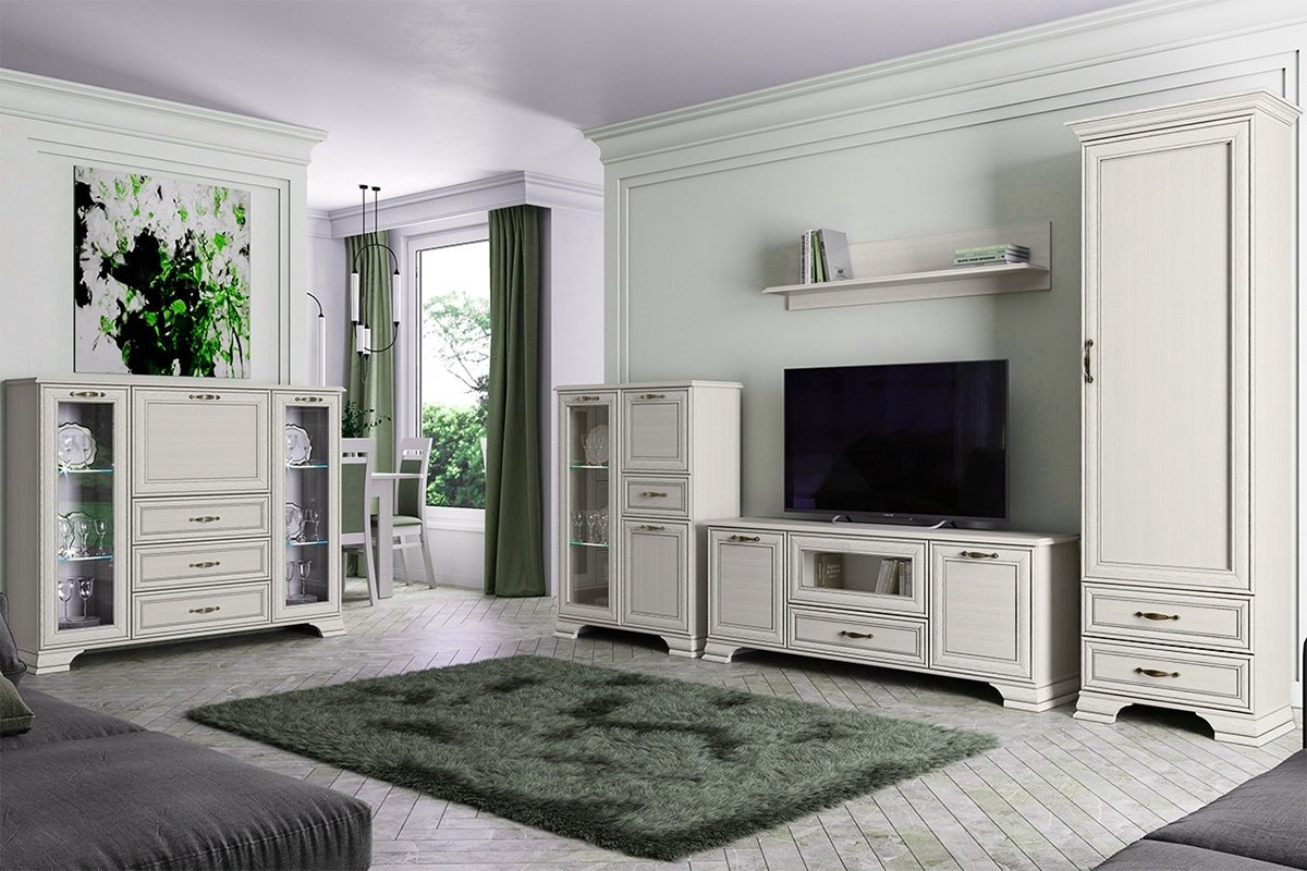 Комод ANREX Тиффани 2V1D3S, 154x37x125.3 см, белый купить,NaN