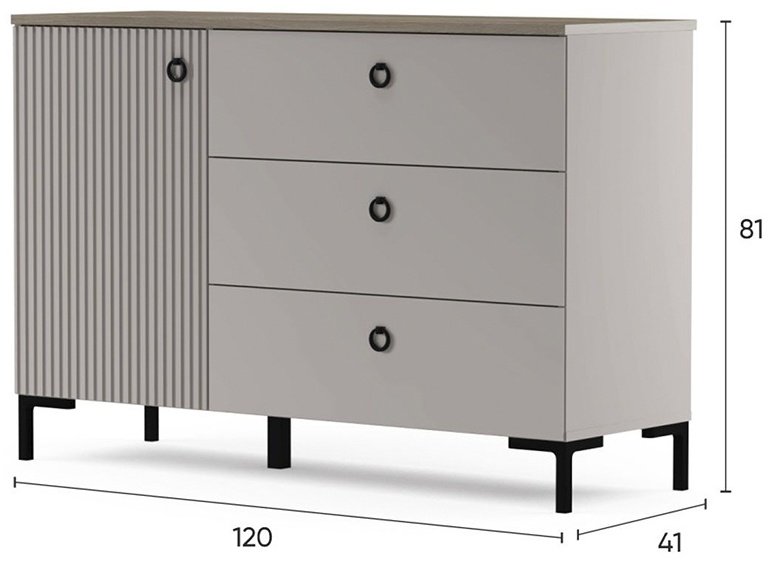 Комод BRW Брест Доменика, 00036635, 120x41x81 см, серый, светло-коричневый - ForteMarket Комод BRW Брест Доменика, 00036635, 120x41x81 см, серый, светло-коричневый купить,0