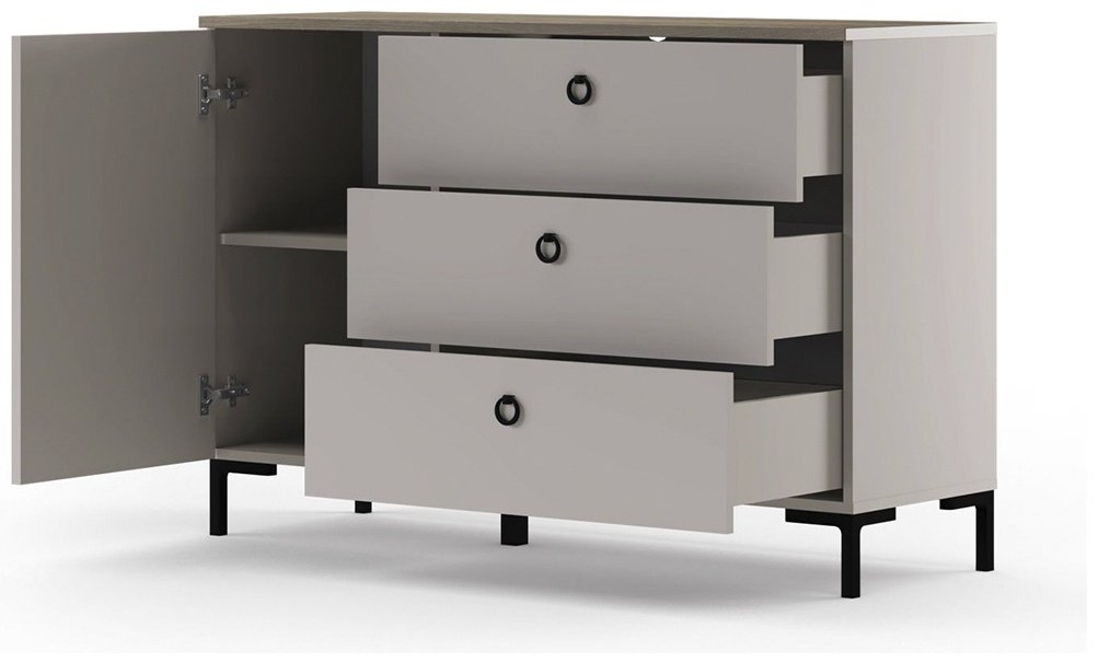 Комод BRW Брест Доменика, 00036635, 120x41x81 см, серый, светло-коричневый - ForteMarket Комод BRW Брест Доменика, 00036635, 120x41x81 см, серый, светло-коричневый купить,0