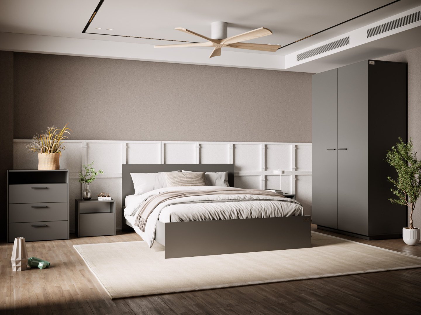 Кровать Мебель Азии Туран 160x200см с матрасом серая купить,136990