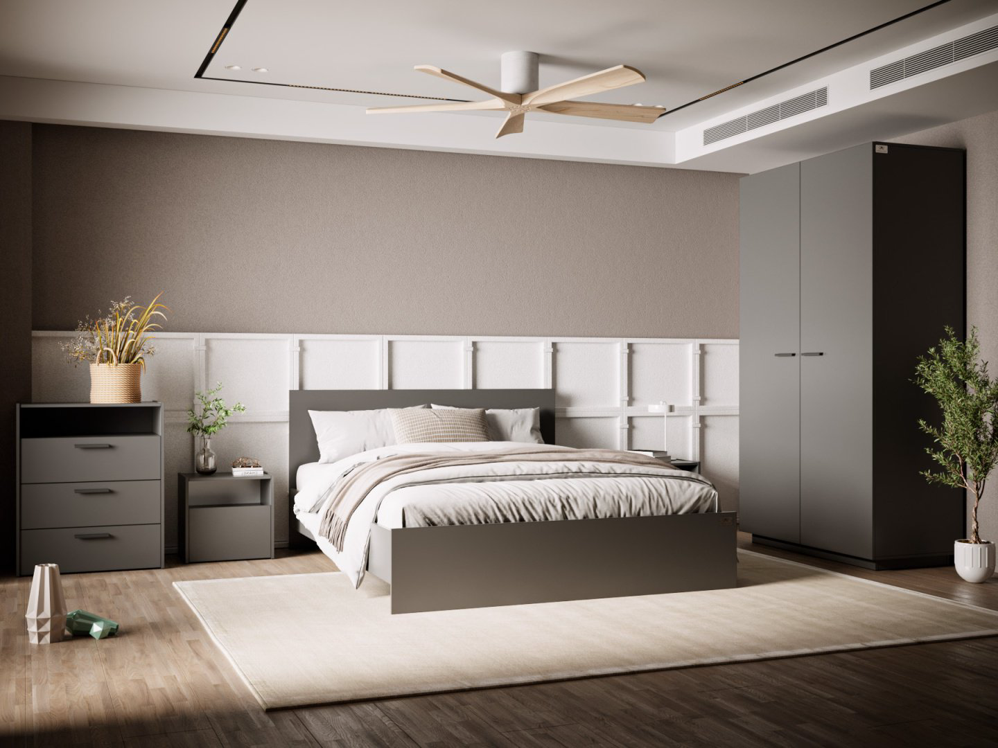 Кровать Мебель Азии Туран 160x200см с матрасом серая купить,136990