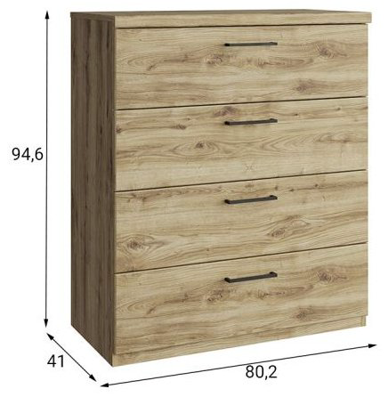 Комод Anrex Дорсет 4S 80x41x94см коричневый купить,NaN