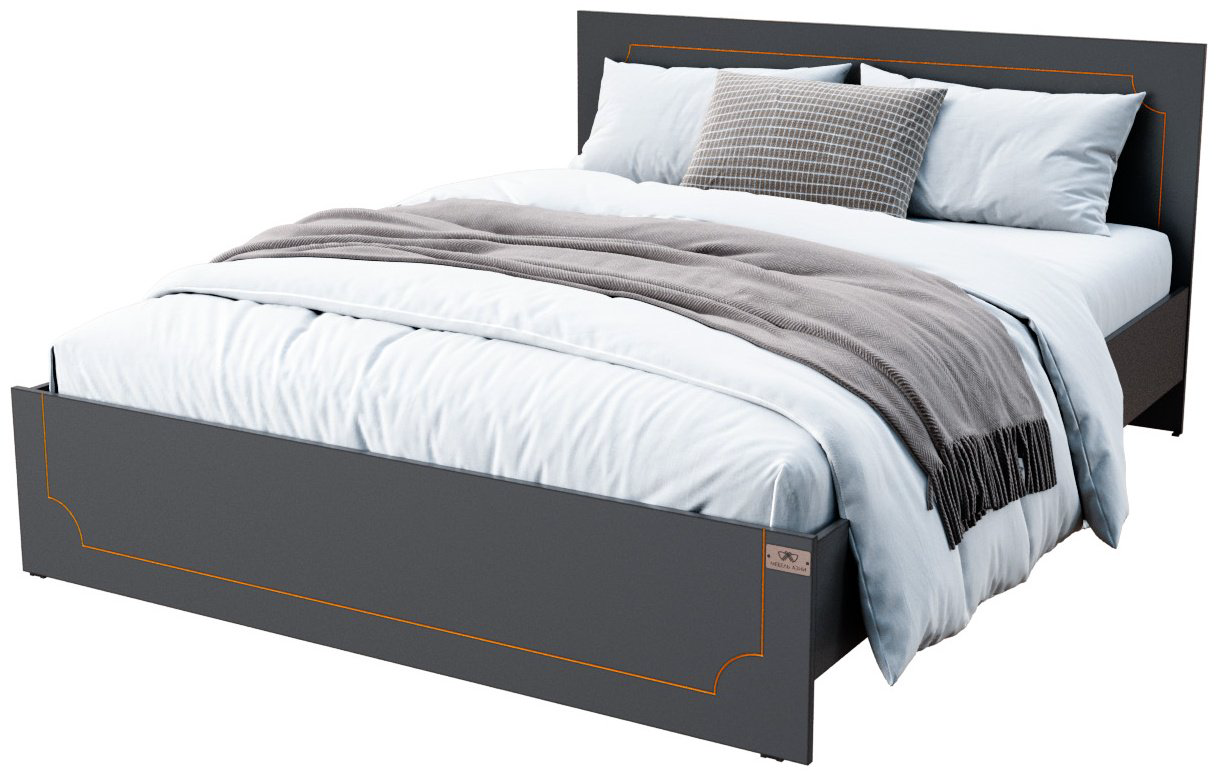 Кровать Мебель Азии Туран Гранд 160x200см серая купить,NaN