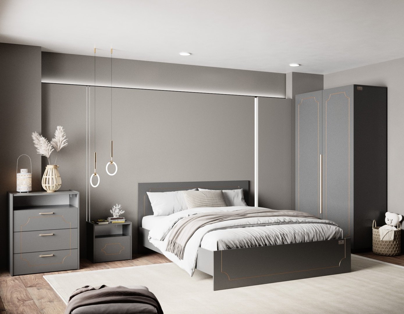 Кровать Мебель Азии Туран Гранд 160x200см серая купить,NaN