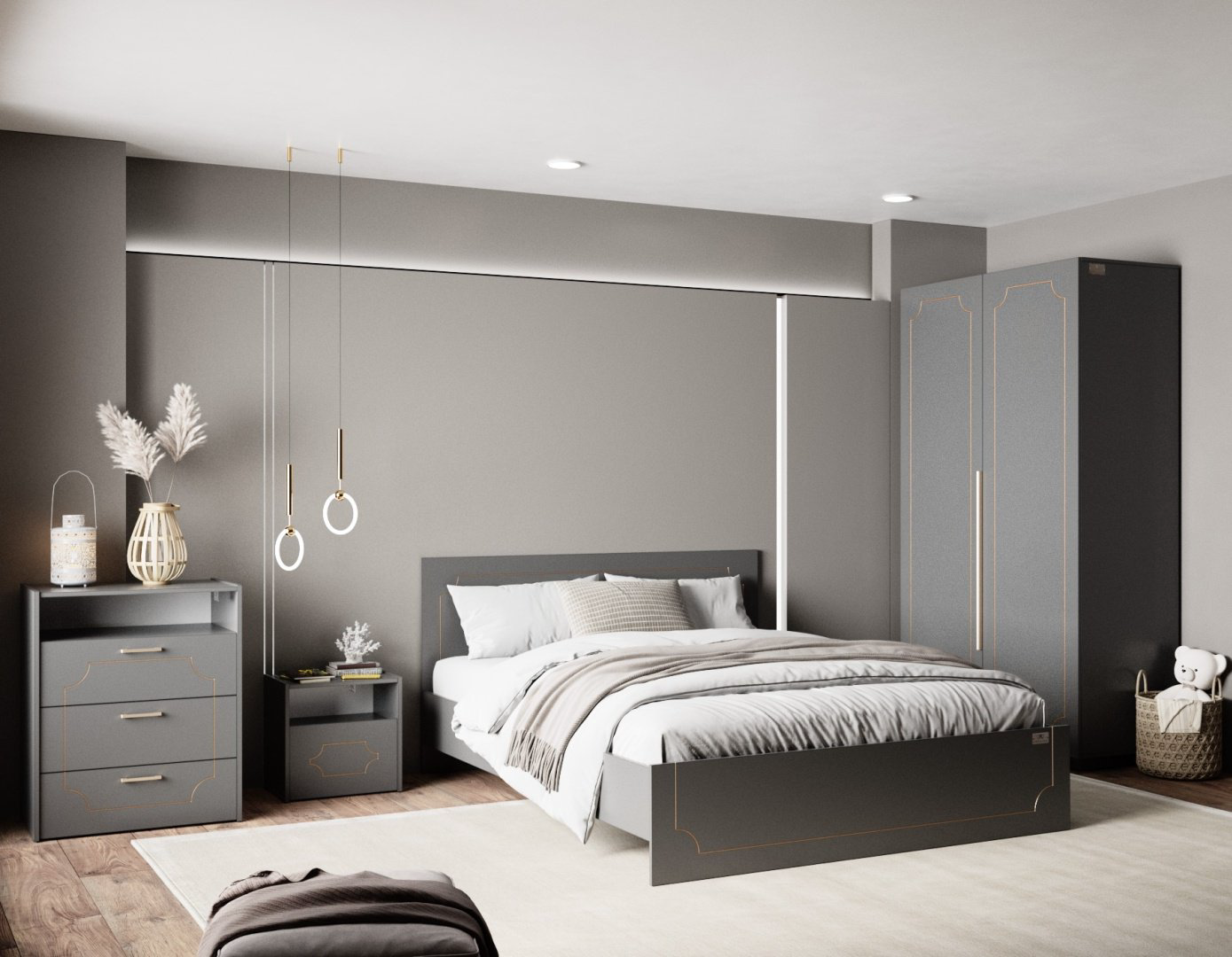 Кровать Мебель Азии Туран Гранд 160x200см с матрасом серая купить,NaN
